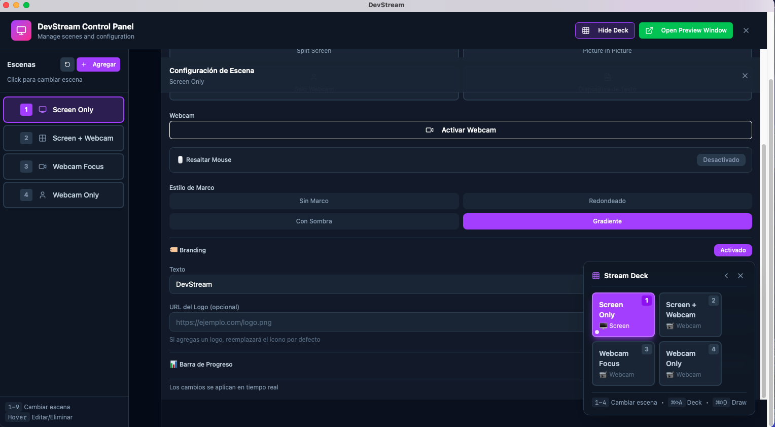 DevStream Control Panel